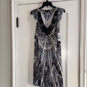 Style & Co. Black and Gray Patterned Midi Dress